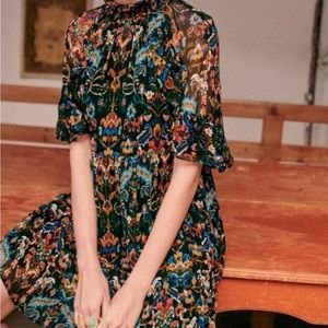 Sezane Courte Ninon Ikat Dress US12